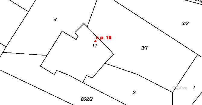 Louka 10, Vrbatův Kostelec na parcele st. 11 v KÚ Louka u Vrbatova Kostelce, Katastrální mapa