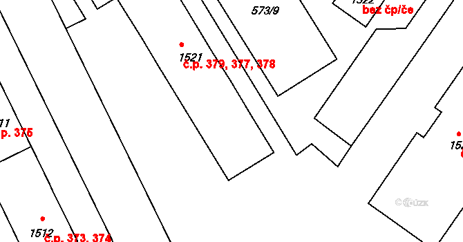 Broumov 377,378,379 na parcele st. 1521 v KÚ Broumov, Katastrální mapa