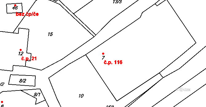 Rumberk 116, Deštná na parcele st. 7 v KÚ Rumberk, Katastrální mapa