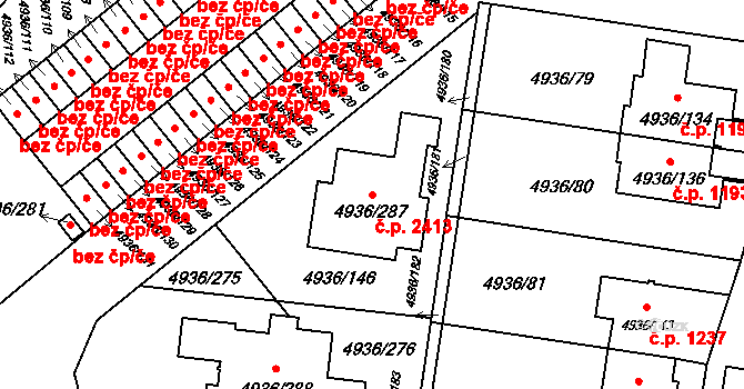 Zábřeh 2413 na parcele st. 4936/287 v KÚ Zábřeh na Moravě, Katastrální mapa