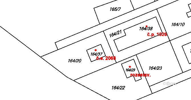 Dolní Těrlicko 2068, Těrlicko na parcele st. 164/37 v KÚ Dolní Těrlicko, Katastrální mapa