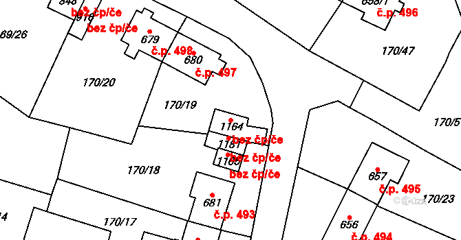Košťany 89983360 na parcele st. 1164 v KÚ Košťany, Katastrální mapa