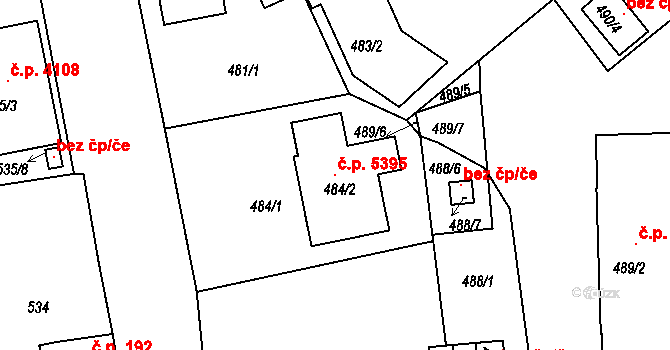 Rýnovice 5395, Jablonec nad Nisou na parcele st. 484/2 v KÚ Rýnovice, Katastrální mapa