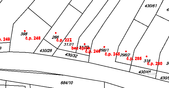 Křepice 246 na parcele st. 317/2 v KÚ Křepice u Hustopečí, Katastrální mapa