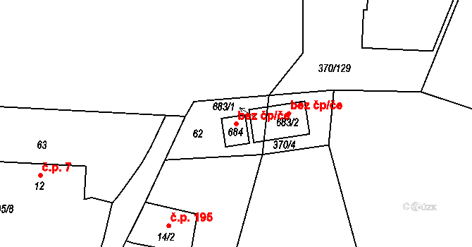 Otovice 102816361 na parcele st. 684 v KÚ Otovice u Karlových Var, Katastrální mapa