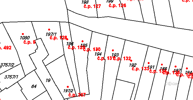 Kroměříž 131 na parcele st. 194 v KÚ Kroměříž, Katastrální mapa