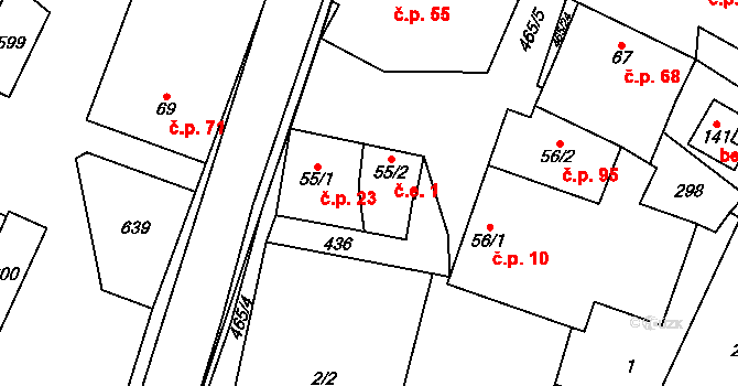 Hrochov 1, Lipová na parcele st. 55/2 v KÚ Hrochov, Katastrální mapa