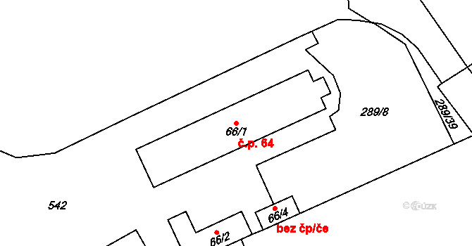 Bojanovice 64 na parcele st. 66/1 v KÚ Bojanovice u Znojma, Katastrální mapa