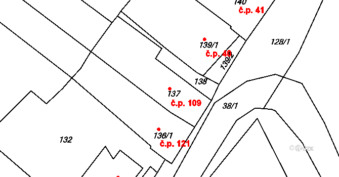 Konice 109, Znojmo na parcele st. 137 v KÚ Konice u Znojma, Katastrální mapa