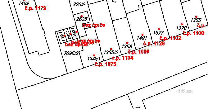 Kojetín I-Město 1134, Kojetín na parcele st. 1335/2 v KÚ Kojetín, Katastrální mapa