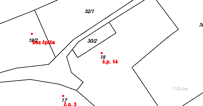 Chroustkov 14, Chlístovice na parcele st. 18 v KÚ Chroustkov, Katastrální mapa
