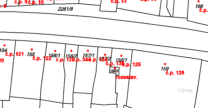 Lišov 138 na parcele st. 157/2 v KÚ Lišov, Katastrální mapa