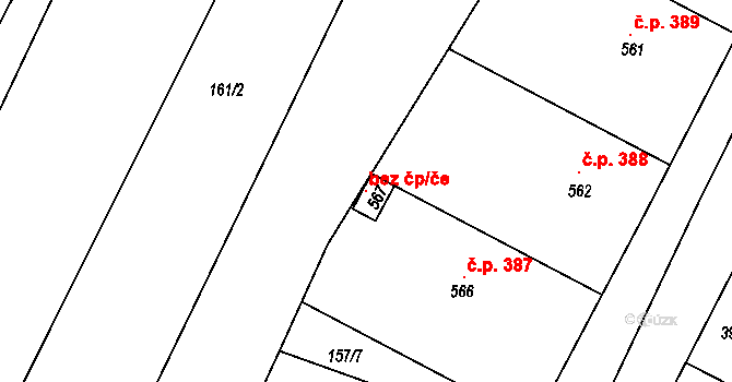 Žeravice 119818361 na parcele st. 567 v KÚ Žeravice u Kyjova, Katastrální mapa