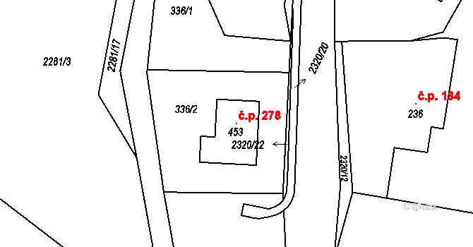 Lukavice 278 na parcele st. 453 v KÚ Lukavice u Rychnova nad Kněžnou, Katastrální mapa