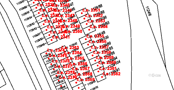 Jihlava 2356 na parcele st. 1129/100 v KÚ Jihlava, Katastrální mapa