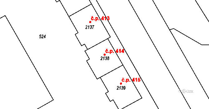 Lyžbice 414, Třinec na parcele st. 2138 v KÚ Lyžbice, Katastrální mapa