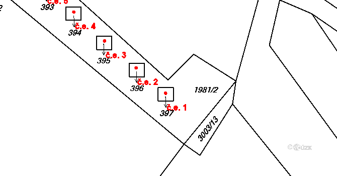 Heřmanice v Podještědí 1, Jablonné v Podještědí na parcele st. 397 v KÚ Heřmanice v Podještědí, Katastrální mapa