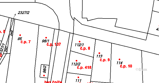Dašice 8 na parcele st. 112/1 v KÚ Dašice, Katastrální mapa