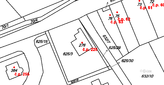 Kojetice 225 na parcele st. 276 v KÚ Kojetice u Prahy, Katastrální mapa