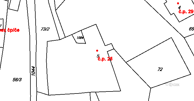 Sumrakov 25, Studená na parcele st. 5 v KÚ Sumrakov, Katastrální mapa