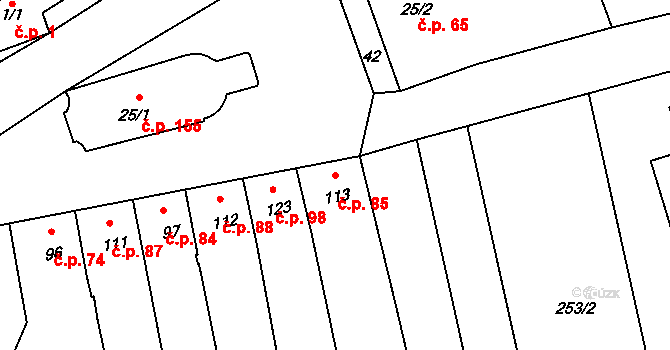 Bystročice 85 na parcele st. 113 v KÚ Bystročice, Katastrální mapa