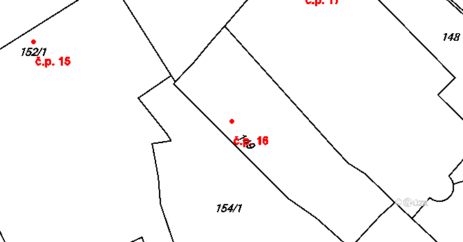 Žerotín 16 na parcele st. 149 v KÚ Žerotín, Katastrální mapa