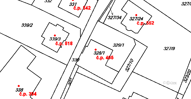 Novosedlice 405 na parcele st. 328/1 v KÚ Novosedlice, Katastrální mapa