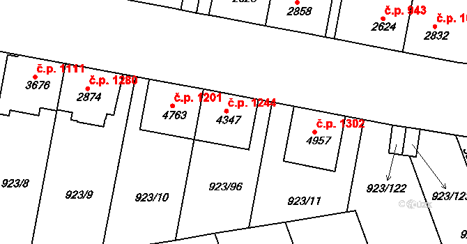 Horka-Domky 1244, Třebíč na parcele st. 4347 v KÚ Třebíč, Katastrální mapa
