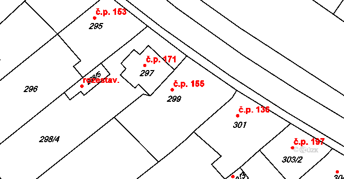 Vésky 155, Uherské Hradiště na parcele st. 299 v KÚ Vésky, Katastrální mapa