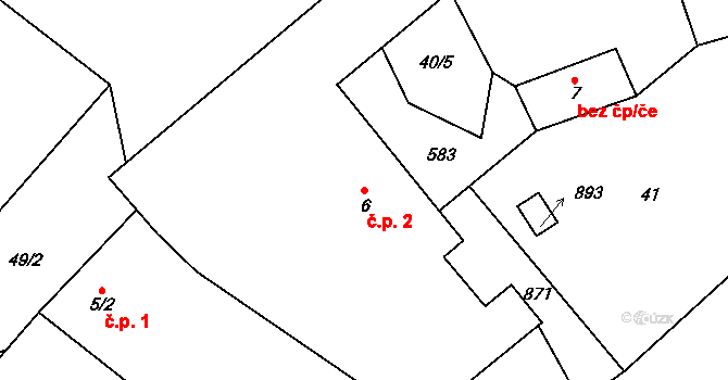 Plevnice 2, Olešná na parcele st. 6 v KÚ Plevnice, Katastrální mapa