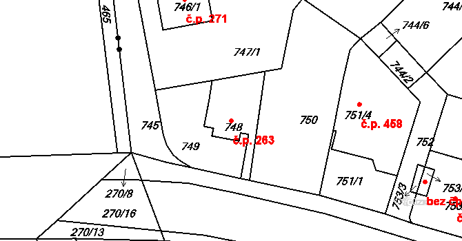 Řetenice 263, Teplice na parcele st. 748 v KÚ Teplice-Řetenice, Katastrální mapa