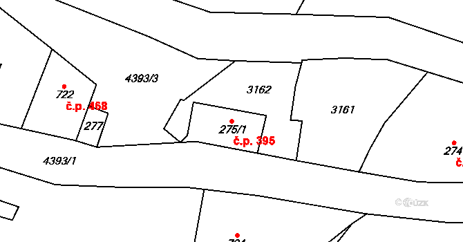 Heřmanovice 395 na parcele st. 275/1 v KÚ Heřmanovice, Katastrální mapa