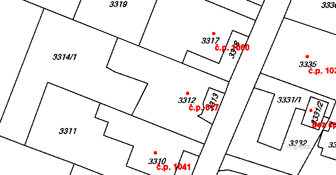 Šenov 617 na parcele st. 3312 v KÚ Šenov u Ostravy, Katastrální mapa