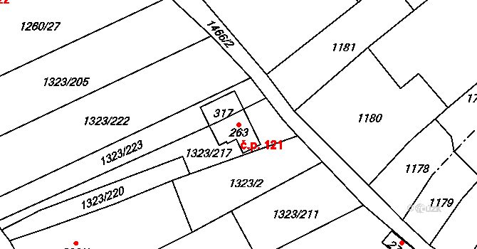 Hynkov 121, Příkazy na parcele st. 263 v KÚ Hynkov, Katastrální mapa