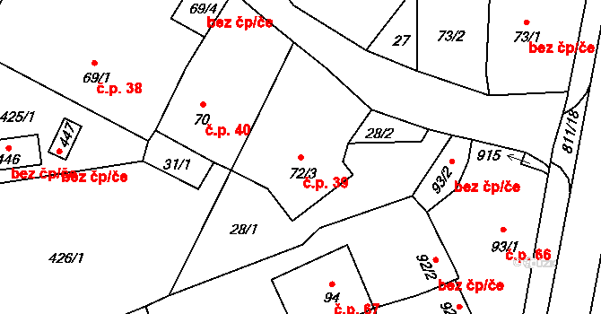 Luby 39, Klatovy na parcele st. 72/3 v KÚ Luby, Katastrální mapa