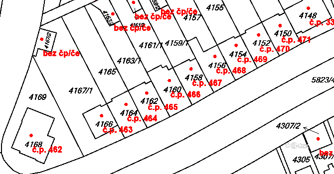 Záběhlice 466, Praha na parcele st. 4160 v KÚ Záběhlice, Katastrální mapa