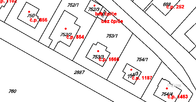 Braník 1666, Praha na parcele st. 753/3 v KÚ Braník, Katastrální mapa