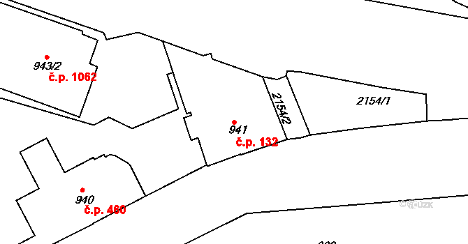 Střešovice 132, Praha na parcele st. 941 v KÚ Střešovice, Katastrální mapa