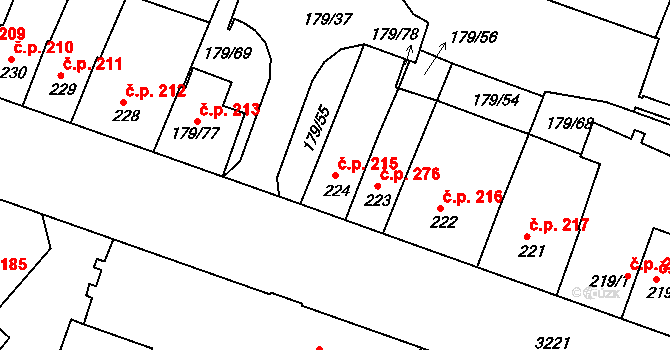 Příbram II 215, Příbram na parcele st. 224 v KÚ Příbram, Katastrální mapa