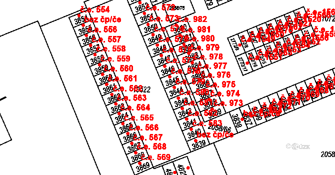 Hodonín 578 na parcele st. 3845 v KÚ Hodonín, Katastrální mapa