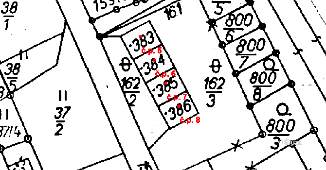 Jeřmanice 7 na parcele st. 385 v KÚ Jeřmanice, Katastrální mapa