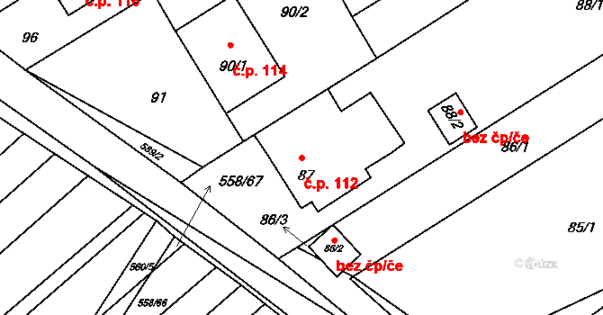 Trboušany 112 na parcele st. 87 v KÚ Trboušany, Katastrální mapa