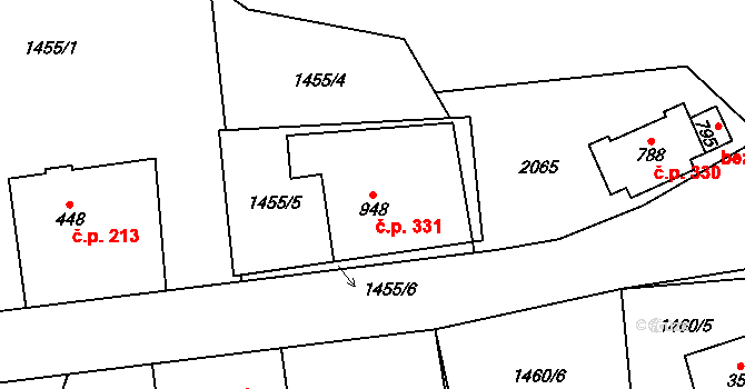 Rotava 331 na parcele st. 948 v KÚ Rotava, Katastrální mapa