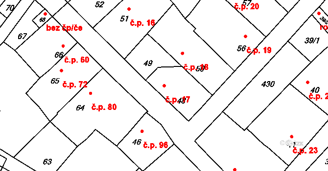Velké Chvalovice 17, Pečky na parcele st. 48 v KÚ Velké Chvalovice, Katastrální mapa