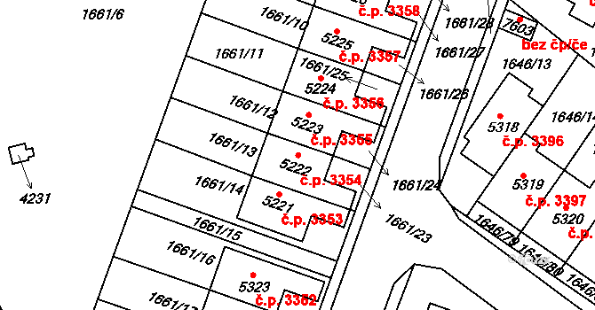 Havlíčkův Brod 3354 na parcele st. 5222 v KÚ Havlíčkův Brod, Katastrální mapa