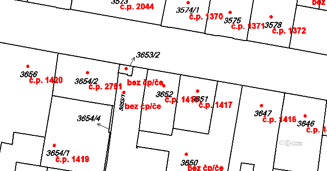 České Budějovice 3 1418, České Budějovice na parcele st. 3652 v KÚ České Budějovice 3, Katastrální mapa