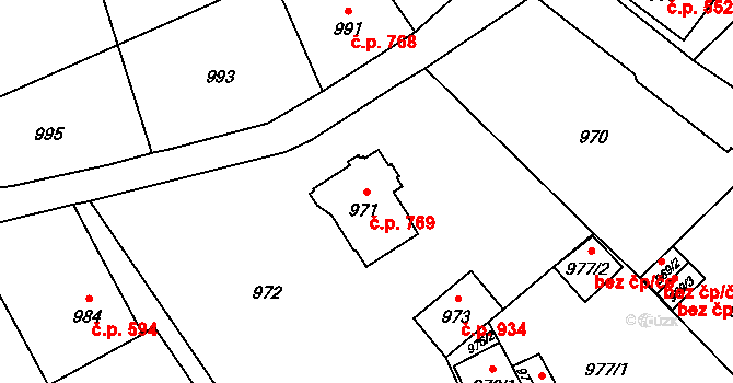 Šluknov 769 na parcele st. 971 v KÚ Šluknov, Katastrální mapa