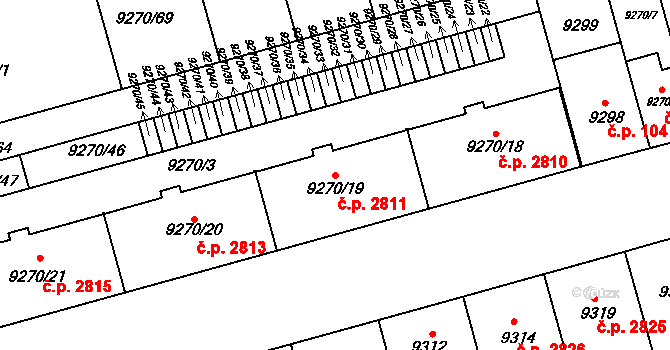 Jižní Předměstí 2811, Plzeň na parcele st. 9270/19 v KÚ Plzeň, Katastrální mapa