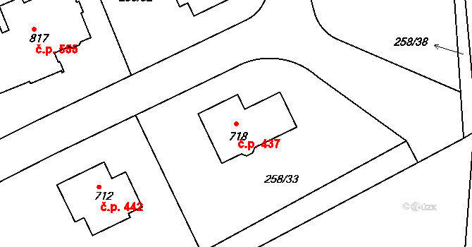 Osnice 437, Jesenice na parcele st. 718 v KÚ Osnice, Katastrální mapa