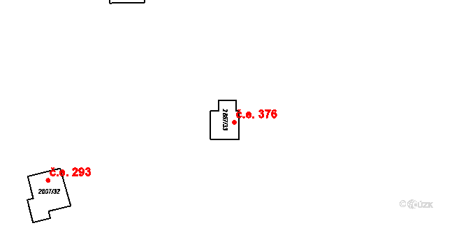 Doksy 376 na parcele st. 2807/33 v KÚ Doksy u Máchova jezera, Katastrální mapa